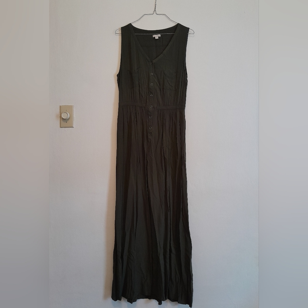 GAP Olive Green Sleeveless Maxi Dress